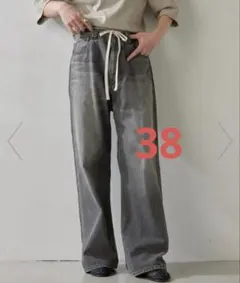 WhimGazetteドロストデニムパンツ　グレー38サイズ Whim Gazette ドロストデニムパンツ 38 グレー - メルカリ