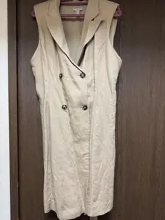 H&M リネンブレンド ダブルブレストベスト ベージュ L