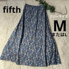 美品fifthフィフス　フレアスカートMからL ロングスカート　マキシ丈ブルー