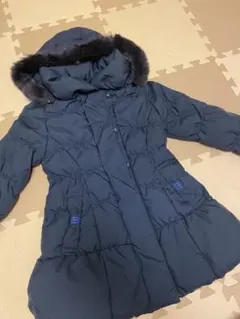 クリーニング済　ポンポネット　ネイビー ダウンコート 120-130