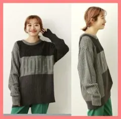 ☆ロデオクラウンズ☆超美品♪完売ビッグロゴ編みブロックケーブルニット☆