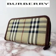 65【極美品】BURBERRY ラウンドファスナー　長財布のサムネイル