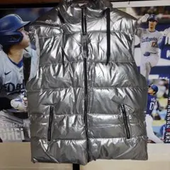【新品】2XL 反射銀色 肉厚ダウンベストジャケット 暖かく防風防水　フード付き