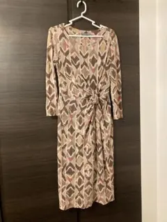 LAURA ASHLEY イカット柄 七分袖ワンピース UK 8