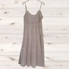 B2617 Vintage ワンピース キャミソール ベージュ ノーカラー