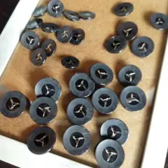 129 レトロボタン　飾りボタン　高級　ネイビーブラック　30個
