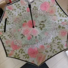 アンティーク　100年前日傘　黒地に花柄 美品】アンティーク100年前 日傘 長傘 バラ柄 黒地 レトロ 華やか