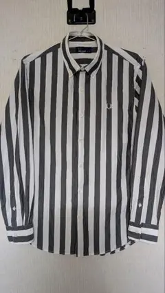 FRED PERRY ボタンダウンシャツ M 白黒ストライプ