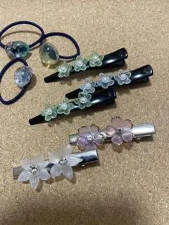 髪留めkids花モチーフ ヘアクリップとゴムセット 8個