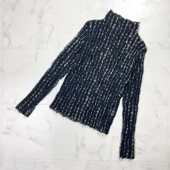 HIROKO KOSHINO レースプリーツブラウス 黒 11*OD1480のサムネイル