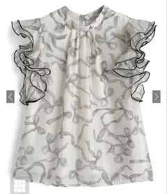 リボン柄シフォンブラウス[dh1382]GRL