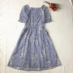 clette 【新品未使用】総レース花柄ワンピース　半袖 オケージョン【L L】