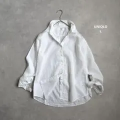 UNIQLO プレミアムリネンシャツ 麻100% ホワイト　M⚪︎464732