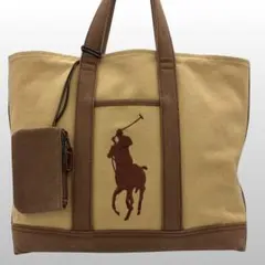 RALPH LAUREN トートバッグ　キャンバス　カードケース付き　ポニー刺繍