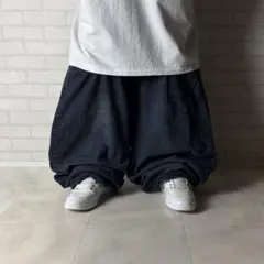 ENYCE 超極太 スーパーワイド デニム バギーパンツ 刺繍ロゴ B系 w46