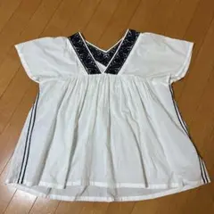 ROPE 刺繍 ブラウス 白 Vネック 38のサムネイル