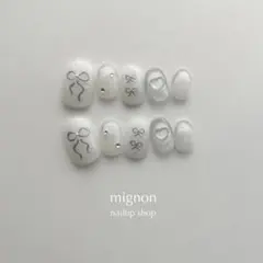 現品販売 ネイルチップ マグネット リボン クリスマス 韓国 ワンホン 冬