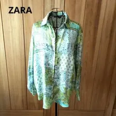 ZARA　ザラ　春色　総柄プリント　ブラウス