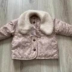 花柄ピンクアウター（フリース襟付き）