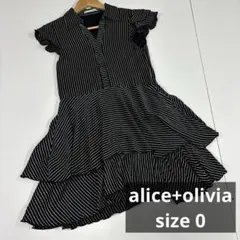 alice+olivia ワンピース　フレア　フリル　ドレス　ストライプ　0