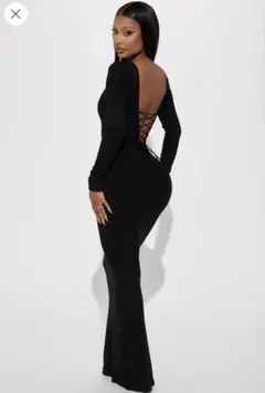 FASHIONNOVA ブラック シェイプウェア付きロングワンピース