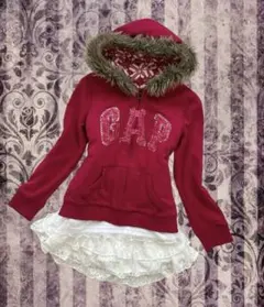 希少⭐︎GAP ❤︎y2k グランジ　平成ギャル　短丈　ファーパーカー