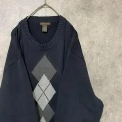 90s vintage 柄ニット　コットン　セーター　メンズXL 古着　個性派