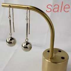 #143 ボールチェーン12ミリゴールドボールピアス　ハンドメイド