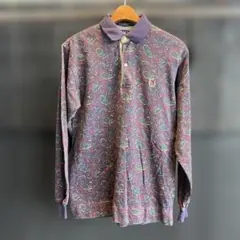 【USA】TOMMY HILFIGER ペイズリー柄長袖ポロシャツ Lサイズ