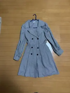 グレー チェック柄 ダブルブレストコート