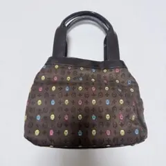 【美品】値下げ！PICONE ピッコーネ ハンドバッグ 茶色 カラフル ナイロン