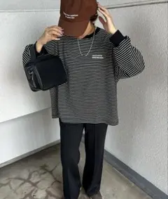 ストライプ長袖Tシャツ ブラック/ホワイト