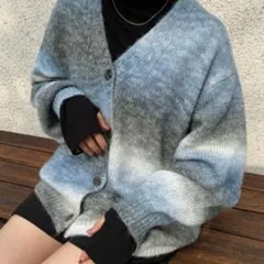 グラデーションニットカーディガン 長袖 nemne store Sサイズのサムネイル