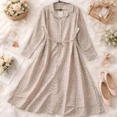 新品・タグ付！Lutique ２WAY ドット柄 開襟 シャツワンピース Ｍ