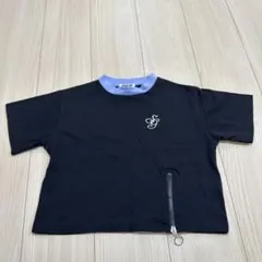 ジッパー付き黒Tシャツ 半袖　140 女の子