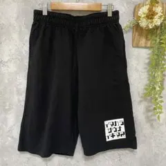 【イマカラサウナイキマス】スエット ショートパンツ サウナ ウエストゴム 黒 M