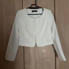 ホワイト　ジャケット　白　パール　リボン　フォーマル　9号　新品