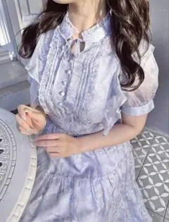 ラメギャザーロングOP ワンピース アイスブルー 水色 - メルカリ