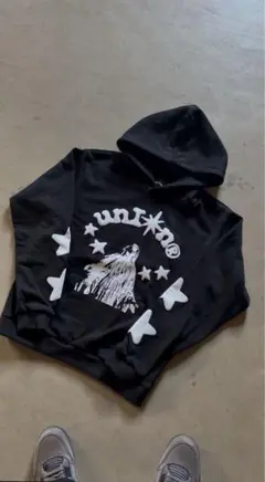【即日発送】333union 黒 フード付きパーカー 星柄　drip 袋付き