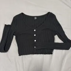 SHEIN リブカーディガン ブラック Mのサムネイル