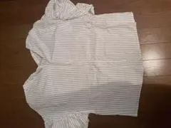 ストライプ五分袖シャツ フリル付き