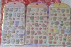 正規品　コットンパフィーシール　動物キャラクターシール　 3枚セット①　アニマル
