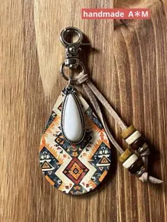 ネイティブ柄ターコイズキーホルダー④