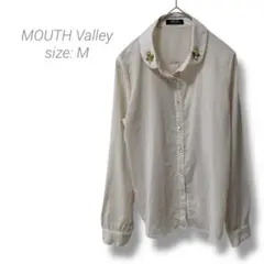 【マウスバレー】MOUTH Valley 長袖シャツ ビジュー襟 M ベージュ