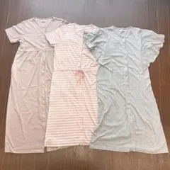 【授乳口あり】マタニティパジャマ　半袖　ワンピース　3枚セット　アカチャンホンポ
