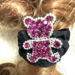 新作❤︎プレミアム限定610キラキラストーン大きめ可愛いくま型ジュエルヘアゴム高級