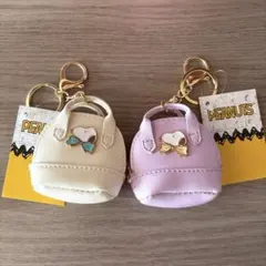 【新品未使用品】PEANUTSキーホルダーホワイトとピンクの2個セットC