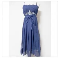 rebeccataylor上品ネイビーシルクギャザーリボンワンピドレス絹花結婚式