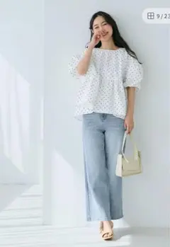 coca パリフワバックリボンブラウス ドット M