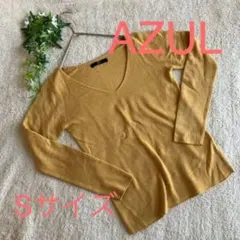 【アズール】AZUL✳︎ニット✳︎セーター✳︎Vネック✳︎カラシ色✳︎イエロー系✳︎